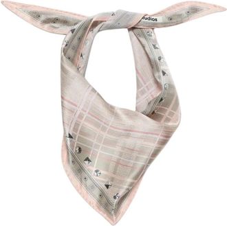 Acne Studios Volta Triangle Check Scarf - Dames - Zijden sjaals - Roze - ONE Size - Satijn - Accessoires