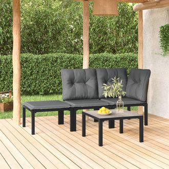 vidaXL Set Salotto Da Giardino 4 Pz Nero E Grigio In Polyrattan - Vidaxl