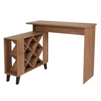 Hhg Hhg - Nunca Usado] Mesa De Bar 621, Mesa De Bar Estante Para Vinos Armario Para Vinos, Compartimentos De Almacenamiento 93x120x98cm, Marr&oacute;n