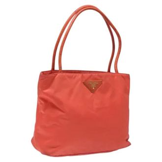 Prada Pre-owned Shoulder Bags, female, Orange, Size: ONE SIZE Pre-owned Nylon Shoulder Bag