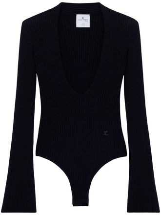 Courr&egrave;ges Ribgebreide body - Zwart