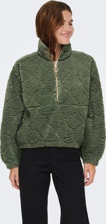 Only Sweatjacke ONLY ONLXENA L/S TEDDY BOX SWT, Damen, Gr. XL, rifle gr&uuml;n, Pl&uuml;sch, Obermaterial: 100% Polyester, unifarben, weit, Sweatjacken Sweatjacke