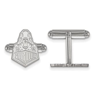 Diamond2Deal Sterling Silver Rhodium-plated Purdue University Boilermakers Train Logo Cuff Links