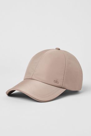 Alo | Satin Off-Duty Cap in Taupe Satin Beige