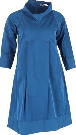 Jil Sander Jil Sander jurk met hoge kraag, 3/4 mouwen en tot de knie, in marineblauw katoen