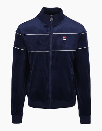 Fila Mens FILA VITTORIO VELOUR TRACK TOP FILA NAVY/GARDENIA - Fila Navy Gardenia - Size: SIZE 3xl