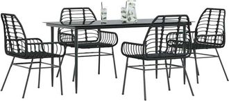 vidaXL Vidaxl - Juego De Comedor Jard&iacute;n 5 Piezas Rat&aacute;n Sint&eacute;tico Vidrio Negro