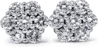 Pompeii3 1ct Pave Fire Diamond Studs 14K White Gold