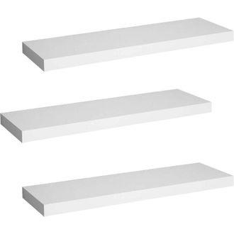 Woltu Woltu - Estanteria Pared Estante Flotante Juego De 3 Estante Pared De Madera De Mdf Para Sal&oacute;n Cocina Pasillo Blanco D