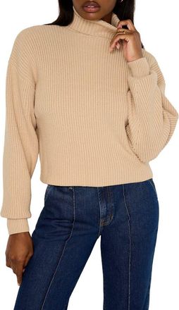 Good American Cozy Rib Turtleneck Sweater in Wheat002 at Nordstrom Rack, Size Xx-Large