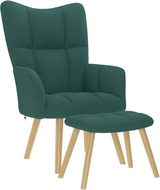 vidaXL Sill&oacute;n De Relax Con Taburete Tela Verde Oscuro Vidaxl