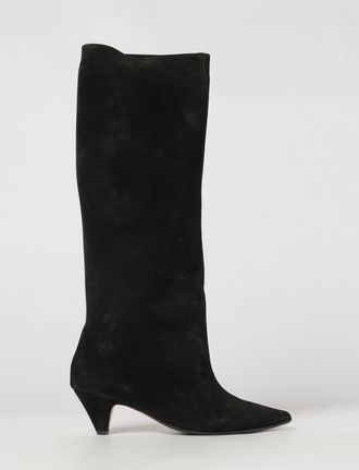 Anna F. Suede Leather Knee-High Boots with Cone Heel