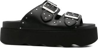 Scholl 40 mm Beatriz sandalen met plateauzool, studs en dubbele gesp - Zwart