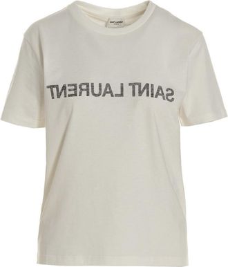 Saint Laurent White Logo Cotton T-shirt