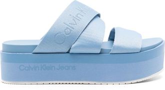 Calvin Klein Jeans 55m logo-jacquard flatform sandals - women - Rubber/Polyurethane/Recycled Polyester - 37 - Blue