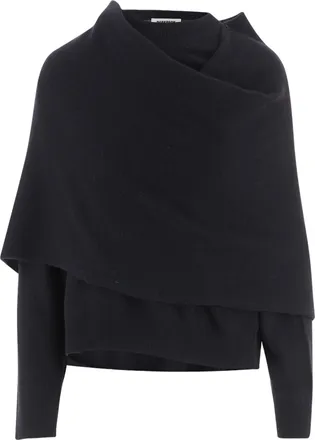 Darkpark Black Draped Wool Cashmere-Blend Sweater