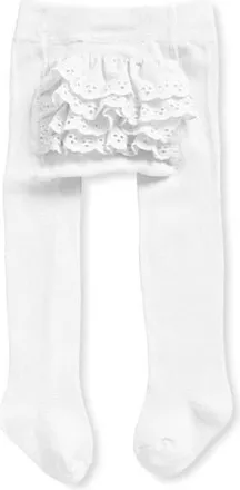 MeMoi Infant Girls Rhumba Cotton Blend Tights With Ruffles in White at Nordstrom, Size 12-18M