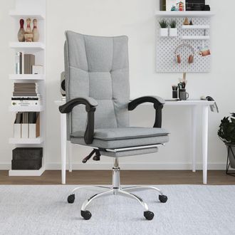 vidaXL Silla De Oficina Reclinable De Tela Gris Claro Vidaxl