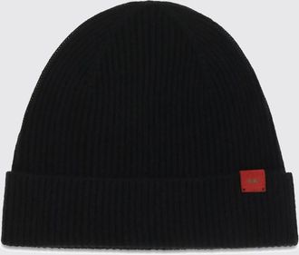 Kiton Beanie a coste in lana merino con logo applicato e risvolto