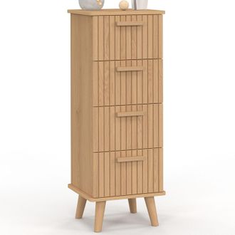 IDMarket Juliette Mobile A 4 Cassetti, 30 Cm, Armadio A Doghe Color Rovere Con Doghe In Legno