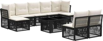 vidaXL Conjunto De Sof&aacute;s De Jard&iacute;n 10 Uds. Negro Rat&aacute;n Sint&eacute;tico Vidaxl
