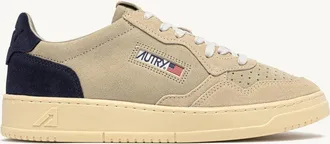 Autry MEDALIST LOW TRICOLOR SNEAKERS IN SUEDE COLOR ECRU PAPYRUS AND BLUE SPACE