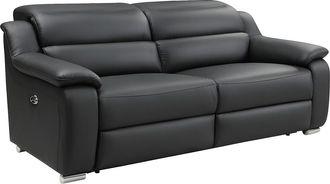 Vente-Unique Sof&aacute; 3 plazas relax de piel ARENA - Negro