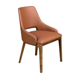 Angel Cerd&aacute; Brown Leatherette Dining Chair with Walnut Legs