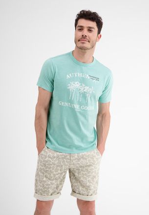 Lerros T-Shirt LERROS T-Shirt mit Frontprint, Herren, Gr. S, blau (pastel turquois), 100% Baumwolle, Shirts T-Shirt
