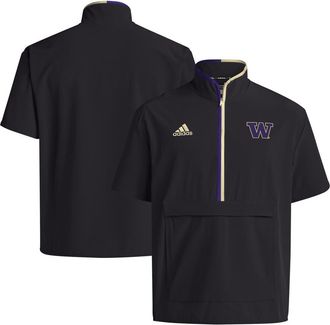 adidas Mens adidas Black Washington Huskies 2024 Coaches Sideline Half-Zip Short Sleeve Jacket at Nordstrom, Size Small