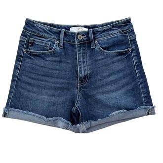 Kancan Womens Denim Roll Cuff Stretch Jean Shorts In Medium Wash