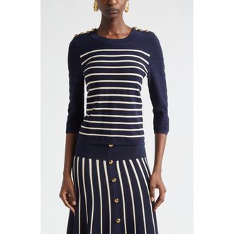 Zimmermann Kindred Spirit Luna Stripe Sweater in Navy/Cream at Nordstrom, Size 0P
