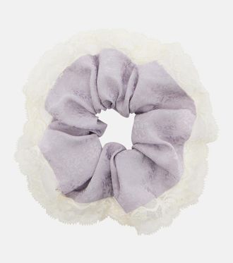 Chlo&eacute; Chlo&eacute; Lace-trimmed floral silk jacquard scrunchie