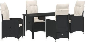 vidaXL Garden Dining Set with Cushion 5 pcs Black Poly rattan Vidaxl