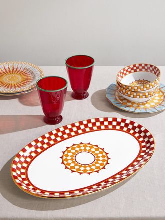 La DoubleJ Gold-Trimmed Painted Porcelain Platter