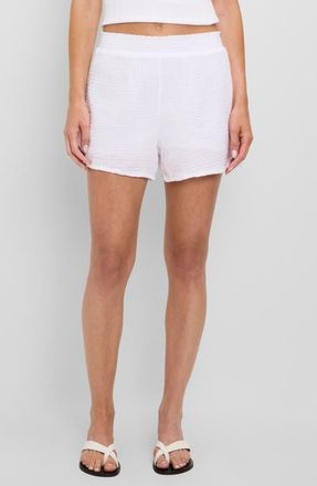 Michael Stars Alva Smocked Gauze Shorts in White at Nordstrom, Size X-Small