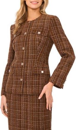 Ted Baker Collarless Tweed Jacket in Potting Soil at Nordstrom Rack, Size 10