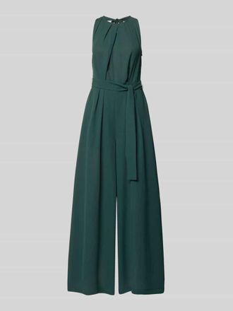 Zero Jumpsuit mit Bindeg&uuml;rtel und Eingrifftaschen in Dunkelgruen, Gr&ouml;&szlig;e 34
