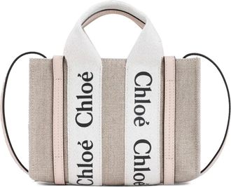 Chloé Handbags, female, Beige, Size: ONE SIZE Pink Shoulder Bag Mini Woody Tote