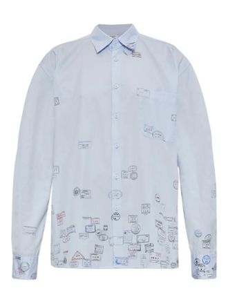 VETEMENTS passport-stamp print shirt - unisex - Cotton - S - Blue