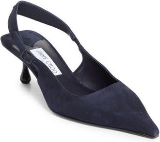 Jimmy Choo London Amel Pointed Toe Slingback Pump in Marine at Nordstrom, Size 10.5Us