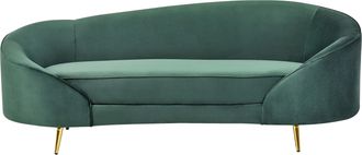 Beliani Sof&aacute; 3 Plazas De Terciopelo Verde Esmeralda Dorado Dise&ntilde;o Curvo Patas Metal Savar