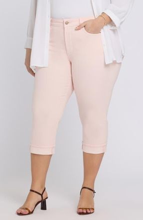NYDJ Marilyn Cool Embrace Cuff Crop Straight Leg Jeans in Pink Dogwood at Nordstrom, Size 14W
