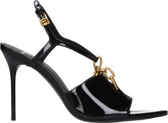 Balmain Black Leather Stiletto Heel Womens Sandals