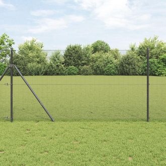 Berkfield Home Welded Wire Fence with 13 Posts Grey 1.4x50 m Steel