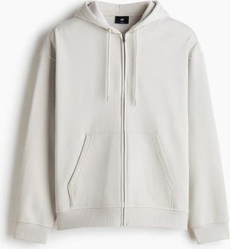 H&M Loose Fit Zip-through Hoodie in Light Gray at Nordstrom, Size Xx-Large