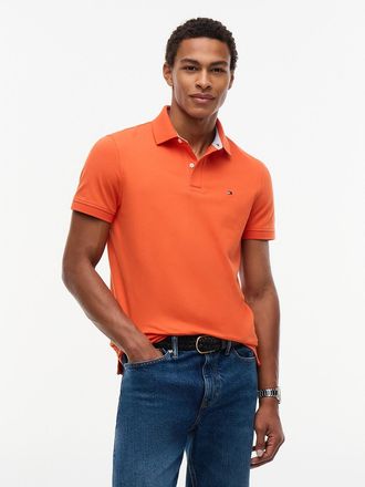 Tommy Hilfiger Mens Regular Fit Stretch Pique Tommy Polo - Brilliant Orange - XL