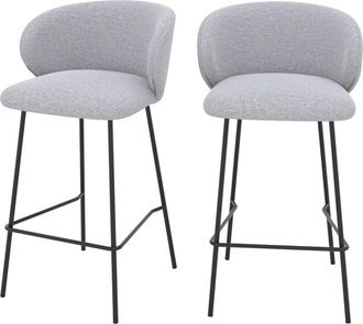 Rendez-Vous D&eacute;co Rendez-vous D&eacute;co - Set De 2 Sillas Para Isla Central En Tela Gris Claro 68 Cm - Victoria