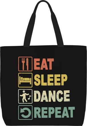 Generic Women Handbag Eat Sleep Dance Repeat Ladies Shopping Shoulder Bag Reusable Casual Ladies Purse, For Wedding, Christmas, Holiday, Swim, Daily