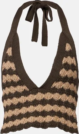 Valentino Striped knitted cotton crop top